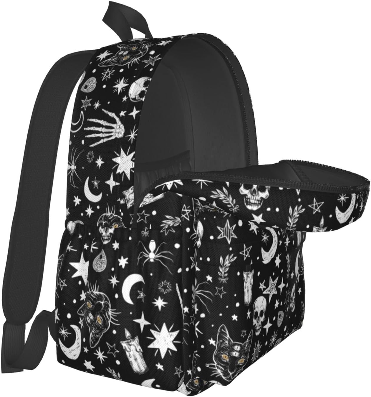 Skeleton Cat Pattern Waterproof Backpack Adjustable Shoulder Straps Bag Large Capacity Casual Daypack Bookbag For Travel Work
