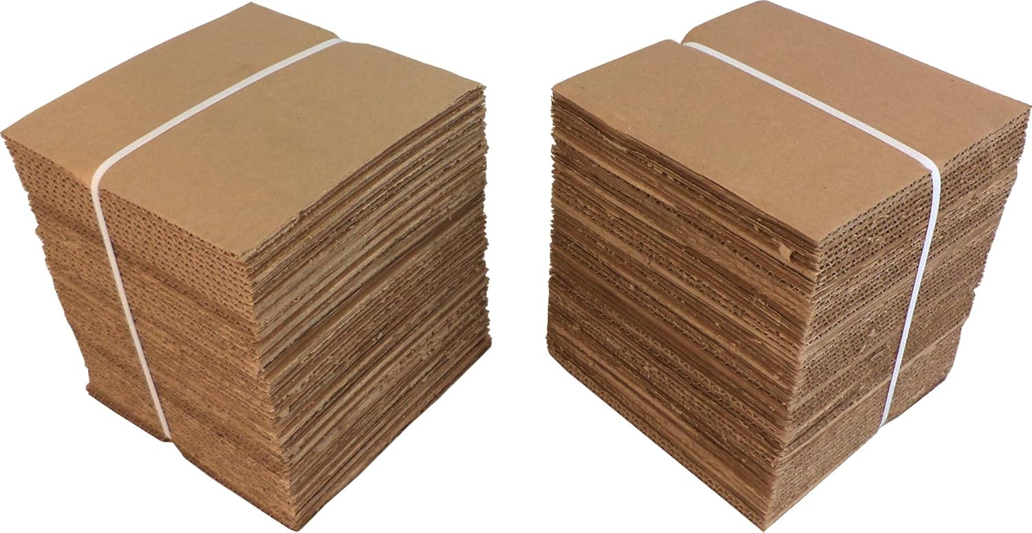 (100) 7" Kraft Brown Cardboard Vinyl Record Pads - 7-7/16" x 7-7/16" - #07NCPAD