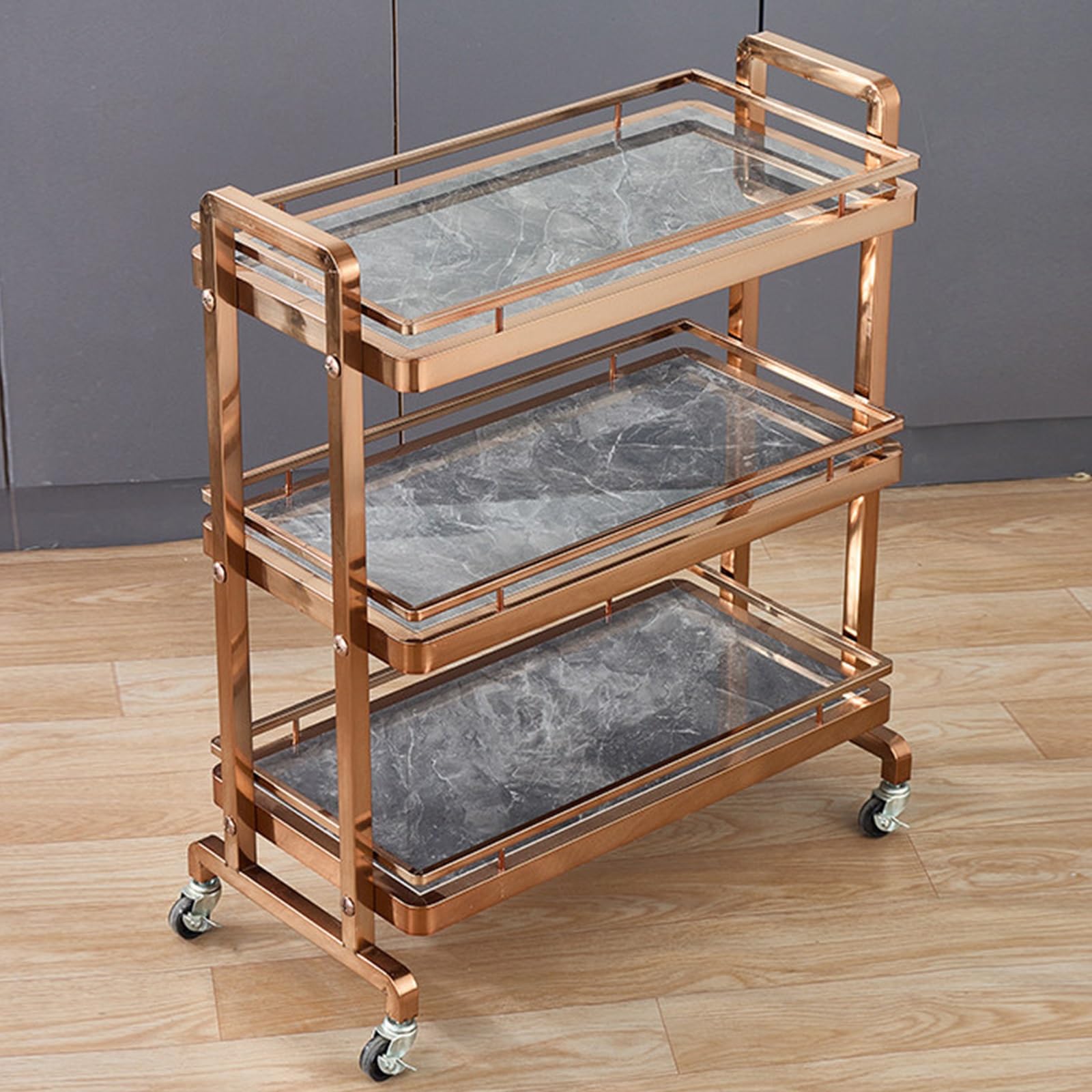 Carrello di Servizio per ristoranti, Robusto, a 3 Ripiani in Acciaio Inox con Ruote bloccabili, Carrello Mobile per Catering, Hotel e Bar.