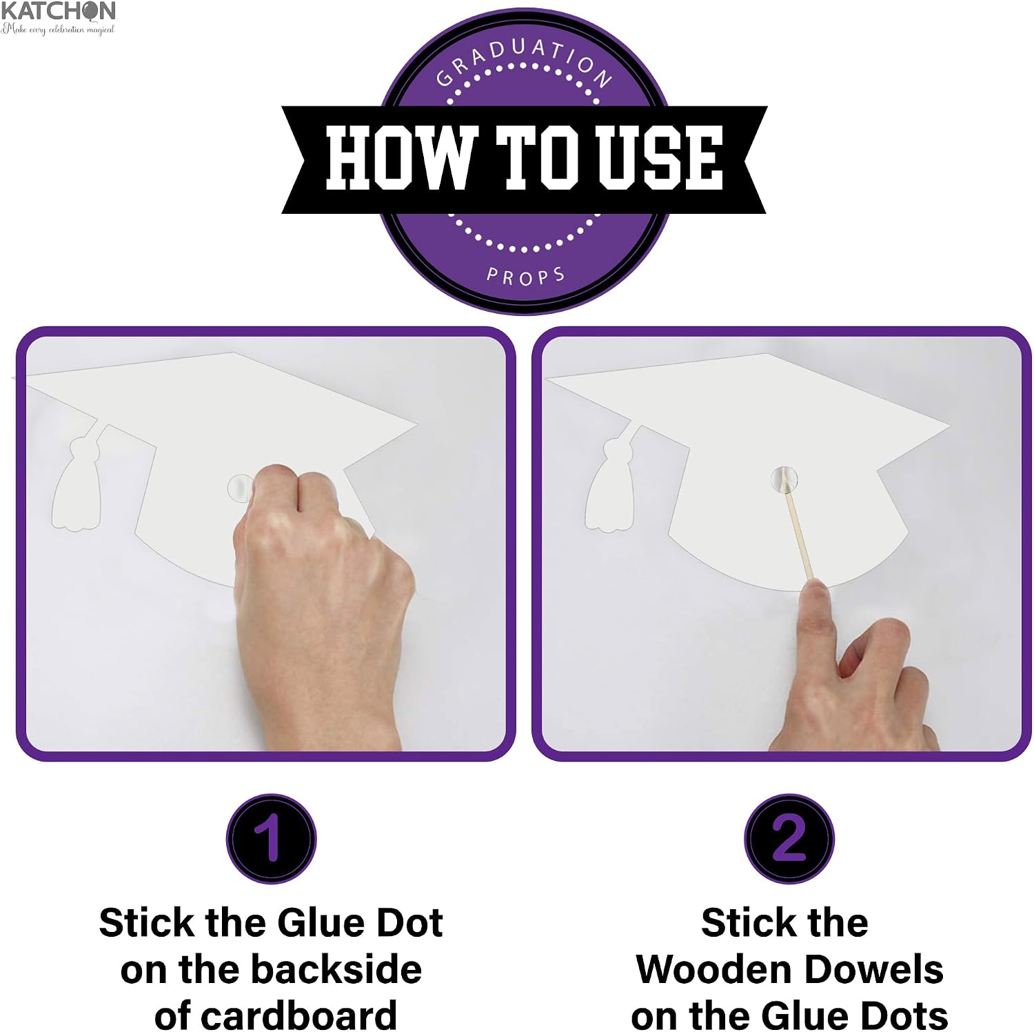KatchOn, Purple Graduation Photo Booth Props 2026 - Pack of 24 | Purple Graduation Photo Props, Graduation Decorations Class of 2026 | Graduation Picture Props, Grad Party Decorations