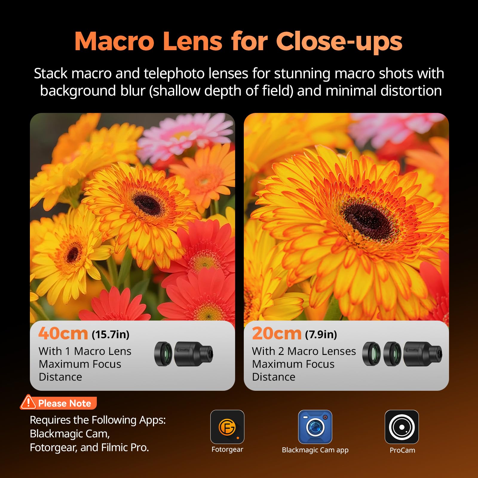 SmallRig T-Mount-5334 - Teleobiettivo con ingrandimento 2X e kit macro per iPhone 17/16/15 Pro Max, zoom ottico con 2 lenti macro, compatibile con smartphone 4x/5x/8x, teleobiettivo
