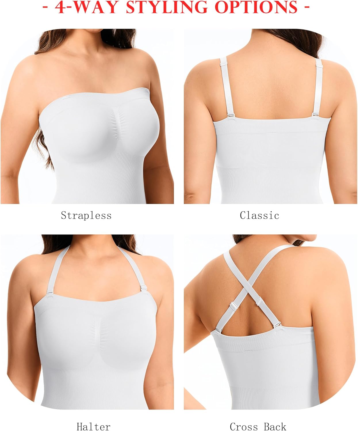 KUMAYES Strapless Shapewear Bodysuits for Women -Thong Body Shaper Tummy Control Tube Top Leotard with Removable Straps - Image 4