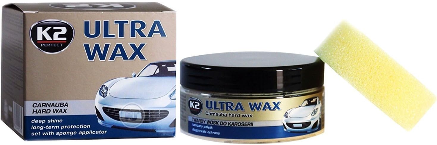 K2 Ultra CAR WAX Carnauba Polish UV Protection Deep Shine GREAT WATER BEADING 250g + Free Applicator