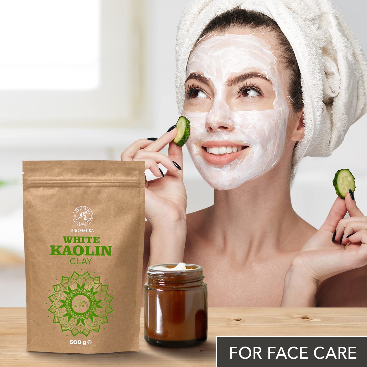 Argile Kaolin Blanc - 500g - Argile Blanche - Poudre Argile de Kaolin Blanche Pure et Naturelle - Purifiante et Tonifiante pour Visage et Cheveux - Argile Blanche Poudre pour Masques et Gommages