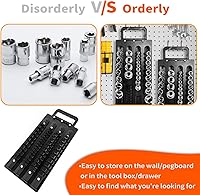 Vista 5 de Portable Socket Organizer Tray with Handle, Heavy-Duty Socket Holder Kit with 1/4-Inch, 3/8-Inch, 1/2-Inch Removable Clips