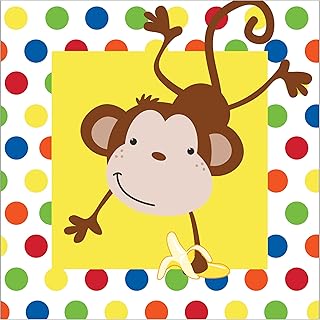 Creative Converting Celebrations 16 Count Fun Monkey Lunch Napkins, Multicolor