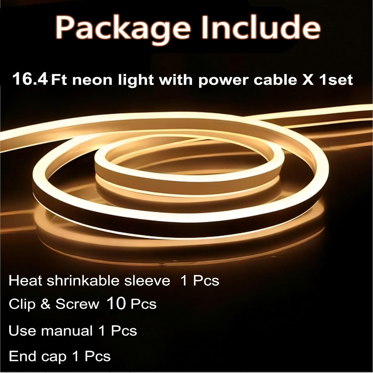 LED Neon Rope Lights AC 120V,120LEDs/M Bright Strip Lighting, ETL Cold-Resistant IP65 Waterproof led lights strip for Indoor Outdoor, 8x16mm Warm White 16.4Ft Smooth Continuous Color and not heat up
