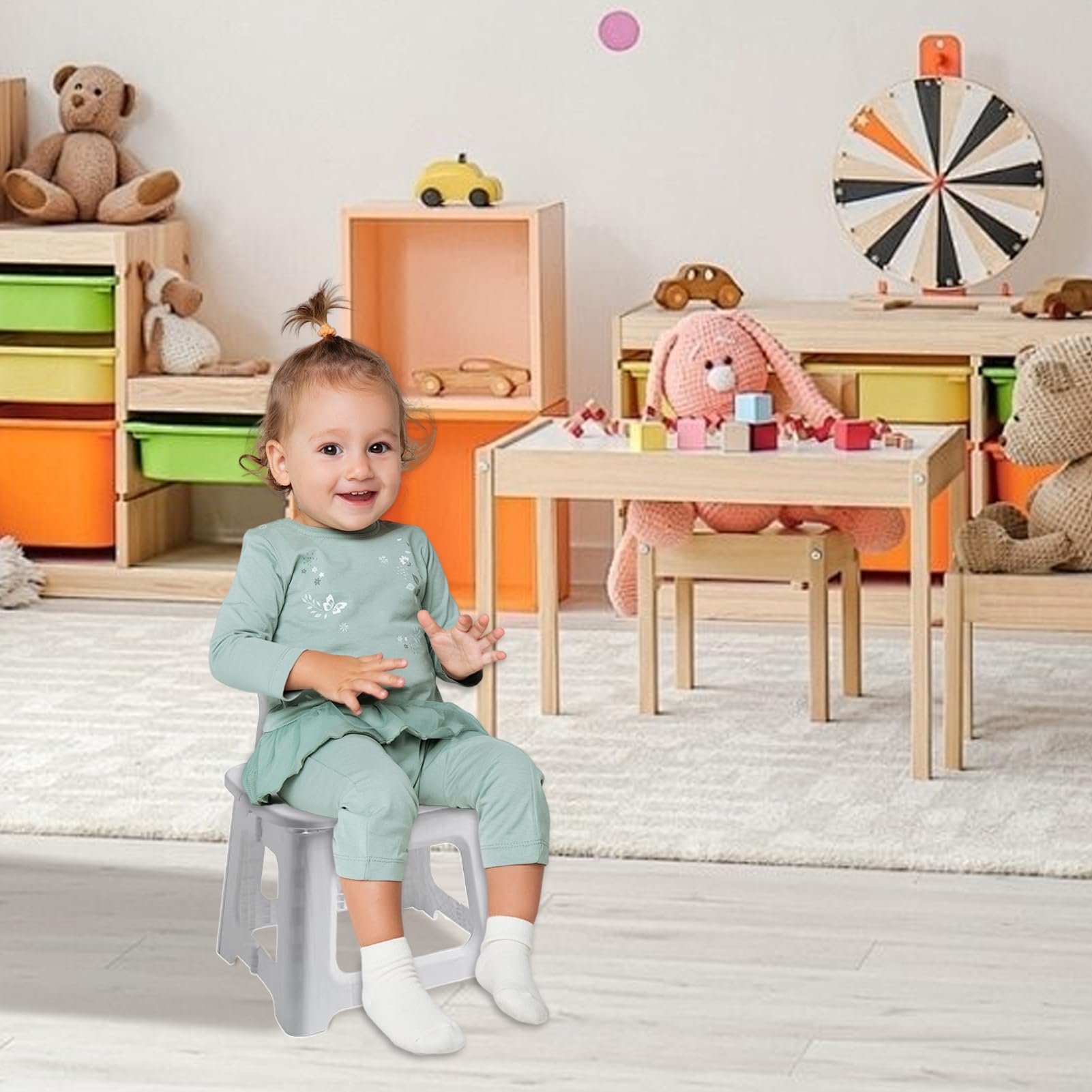 Taburete de Paso Plegable - Silla Plegable de Dinosaurio con Bunny con Respaldo | Muebles de Asiento Espesado Que Cambia la Silla para el baño en el hogar, Picnic de Viaje