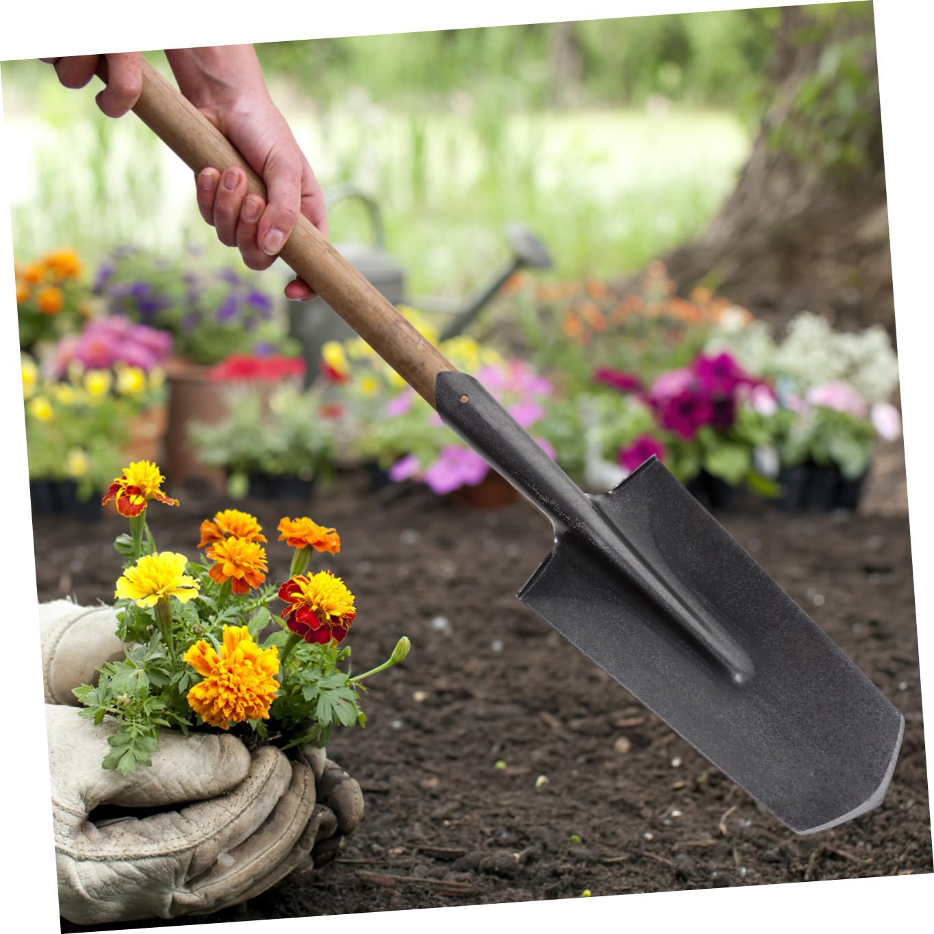 Gartenschaufel aus Verschleißfestem Manganstahl mit Robustem Griff Vielseitig Einsetzbar zum Graben Lockern Unkrautjäten Leichtes Tragbares Gartenschaufel Werkzeug für