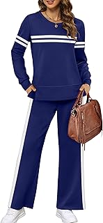 XIEERDUO Women's 2 Piece Lounge Sets Side Slit Outfits Wide Leg Tracksuit Comfy Loungewear Fashion Sweatsuit S-3XL