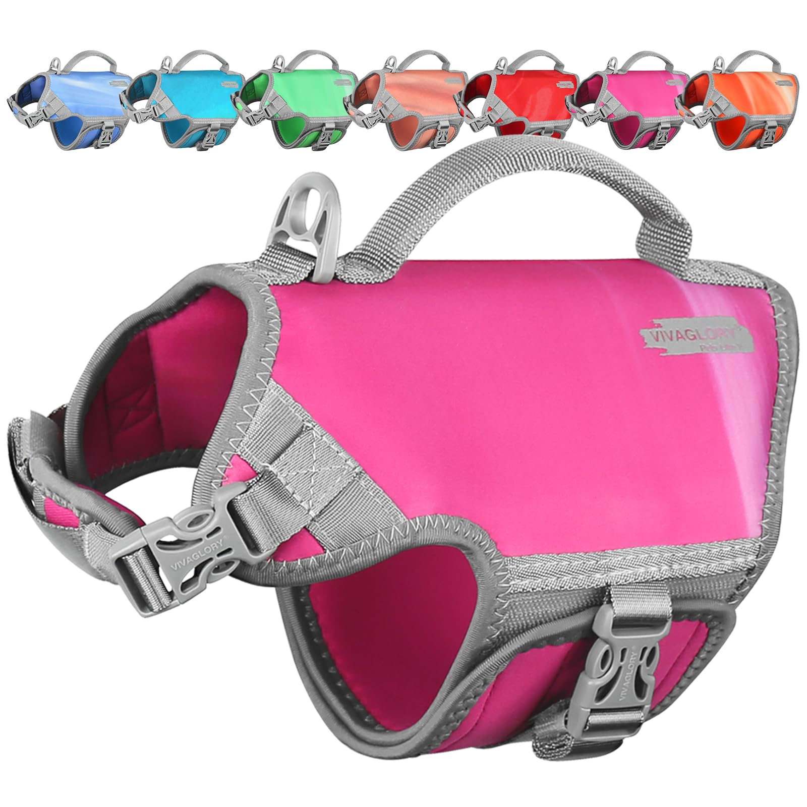 VIVAGLORY Neoprene Dog Life Vest, Dog Life Jacket for Swimming & Boating, Lightweight & Buoyancy for Puppy Doggy, Swimming Vest with Handle, XS,