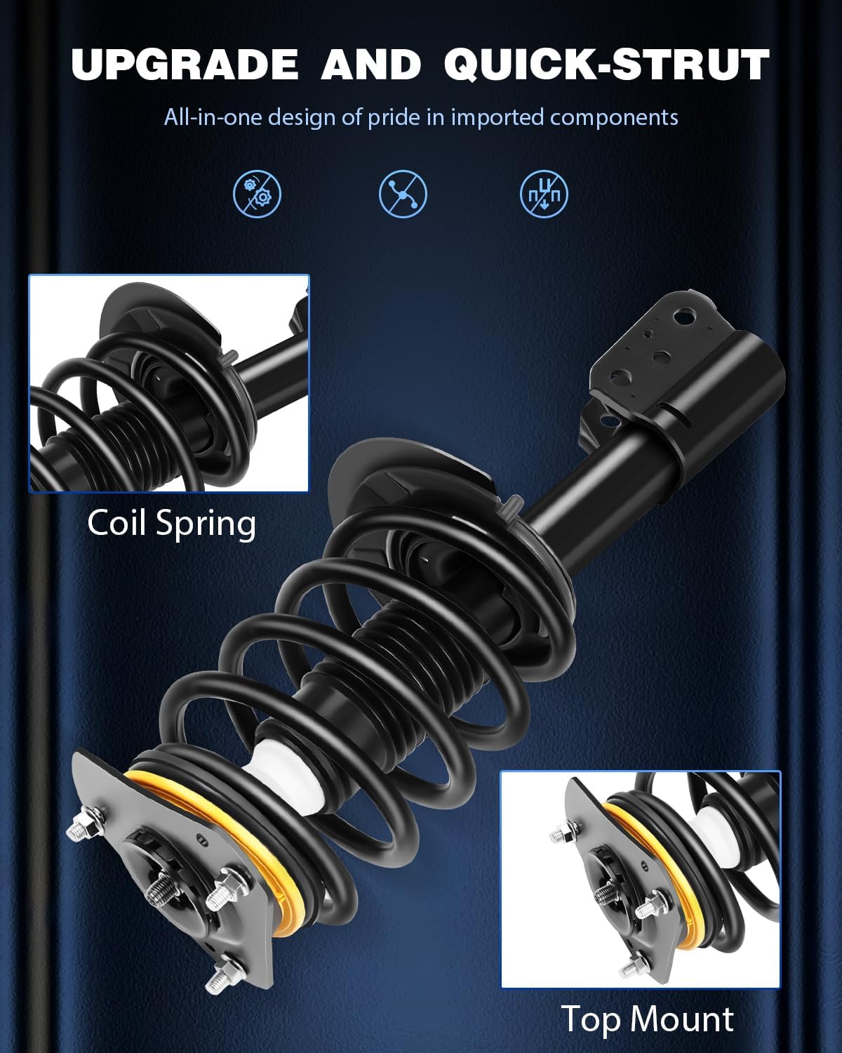 ECCPP Complete Struts Spring Assembly Front Struts Shock Absorber Fit for 2004 2005 2006 2007 2008 for Pontiac Grand Set of 2