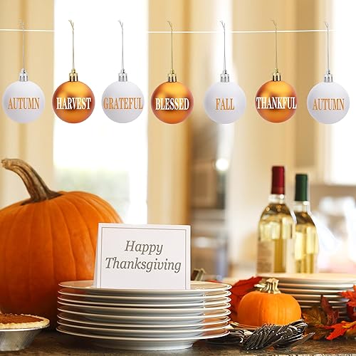 Miniatura 5 de 12 bolas colgantes de otoño para el día de Acción de Gracias, adorno colgante de bola de otoño, bolas colgantes de color naranja y blanco