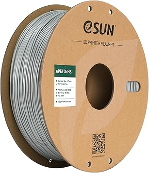 eSUN High Speed Upgraded PETG Filament 1.75mm, High Toughness 3D Printer Filament Speedy PETG for Fast Printing, 1KG Spool 2.2 LBS 3D Printing Filament for 3D Printers, Solid Silver