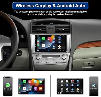 9.2 4+32GB Car Radio Stereo Toyota Camry 2006-2011 Android 13 Carplay Android Auto Upgrade Touch Screen GPS 48EQ Mirroring Airplay Rear 1080P SWC NOT compatible with JBL system