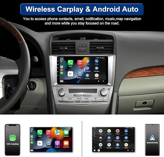 9.2 4+32GB Car Radio Stereo Toyota Camry 2006-2011 Android 13 Carplay Android Auto Upgrade Touch Screen GPS 48EQ Mirroring Airplay Rear 1080P SWC NOT compatible with JBL system