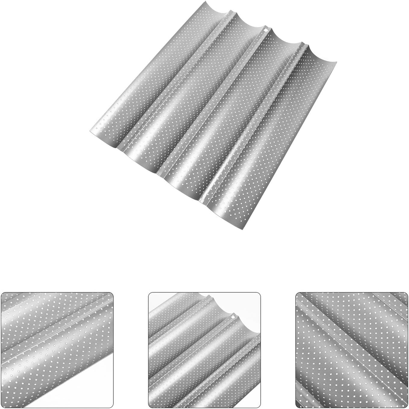 Non-stick Four-slot Carbon Steel Baking Pan for French Bread with High Temperature Resistance Multi-function Bakeware for Oven Baking Energy-saving Loaf Tray for Sourdough and