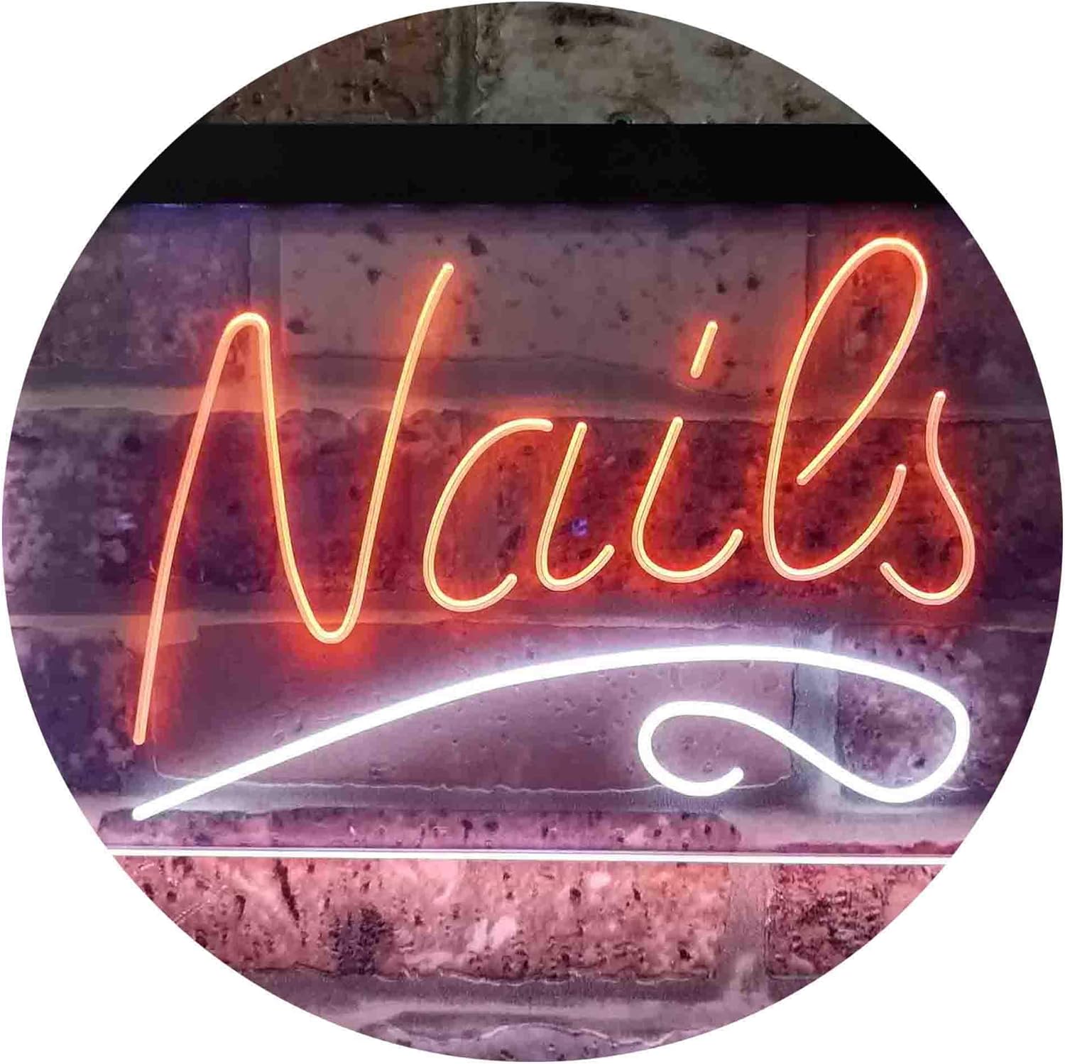 ADVPRO Nails Beauty Salon Dual Color LED Neon Sign White & Orange 24 x 16 Inches st6s64-i3808-wo