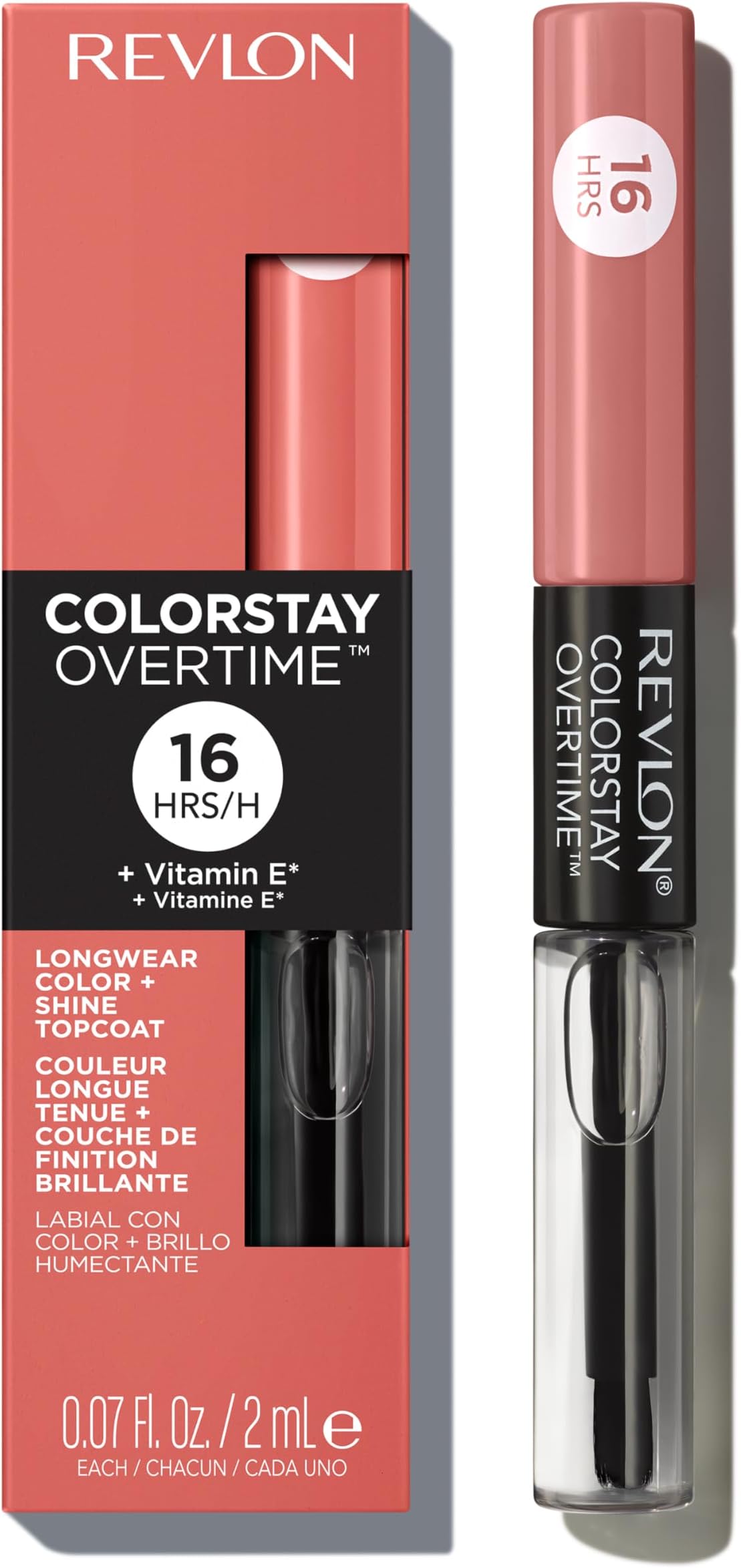 ColorStay Overtime Liquid Lipstick with Clear Lip Gloss, Long-Lasting Lip Color, Dual Ended with Moisturizing Vitamin E, 510 Boundless Nude, 0.07 fl oz