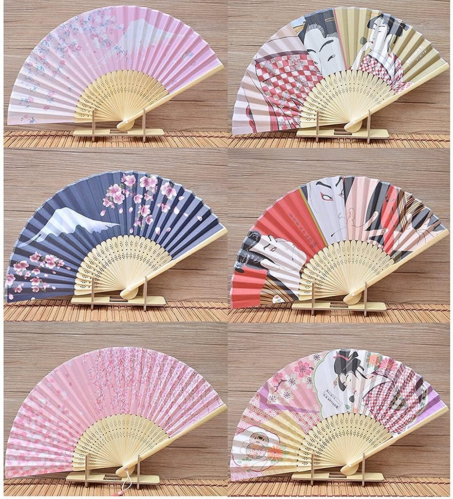 Japanese Style Folding Fan, Japanese Style Bamboo Folding Fan Decoration, Silk Cloth Folding Fan, Restaurant and Hotel Supplies Decoration Home Ceremonial Decorative Folding Fan