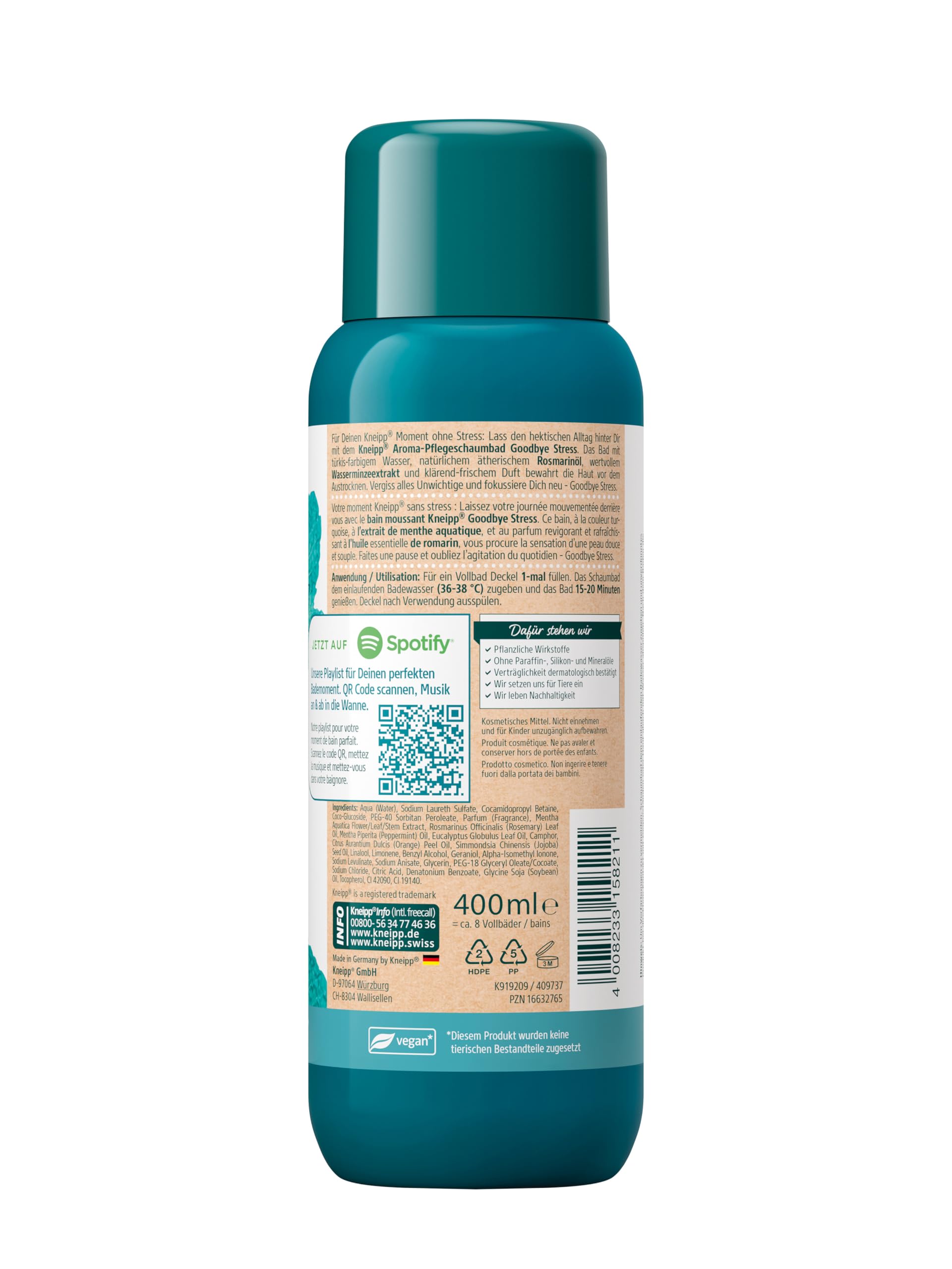 Kneipp Goodbye Stress Bagno Schiuma Aroma 400 ml (confezione da 1)