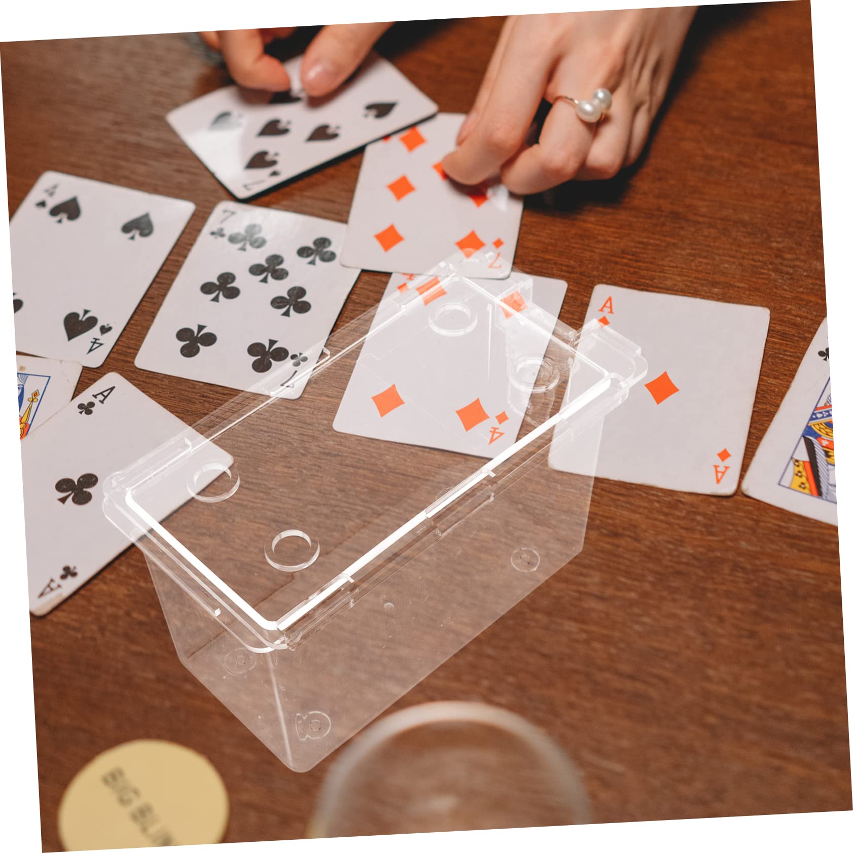 Rechteckige Aufbewahrungsbehälter-box Aus Acryl Pokerkartenhülle Leer Spielkartenhalter Transparent Kartenbox Organizer Für Spielkarten Kleine Perlen Und Knöpfe