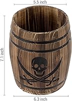 Vista 6 de MyGift Cántaro para Utensilios de Cocina Estilo Barril de Ron de Piratas de Madera Rústica Quemada, Soporte para Herramientas de Cocina