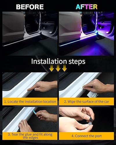 Miniatura 4 de Tira de luces LED subterráneas de 12 V para automóvil, luz RGB para umbral de puerta de camioneta de camioneta, RV, barco, carrito de golf, luces