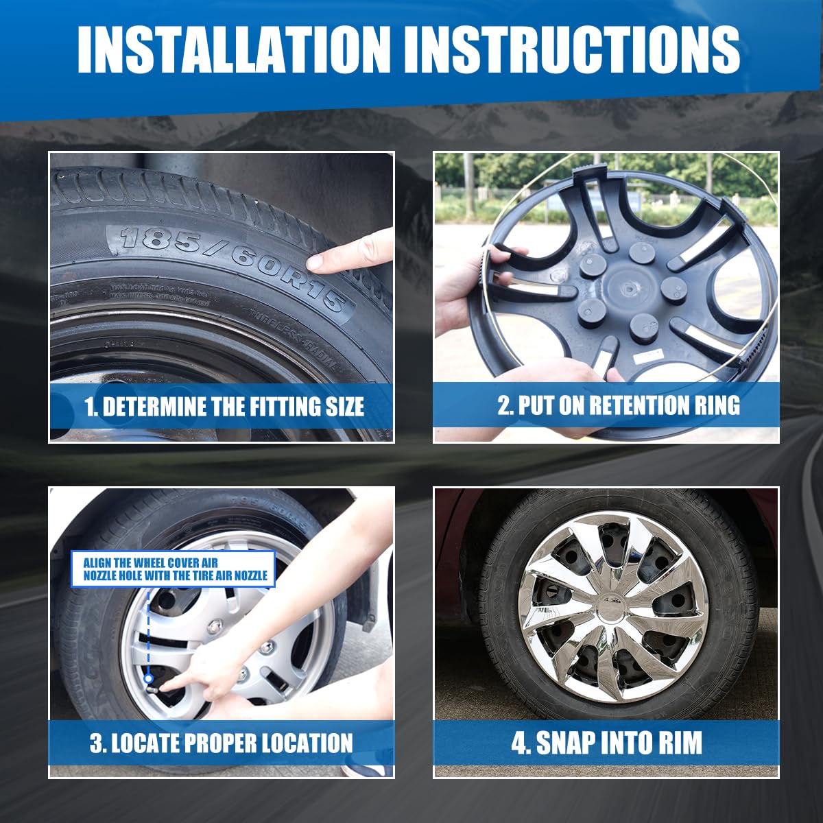 Car Truck SUV Wheel Rim Covers ROXX 4-Pack 16
