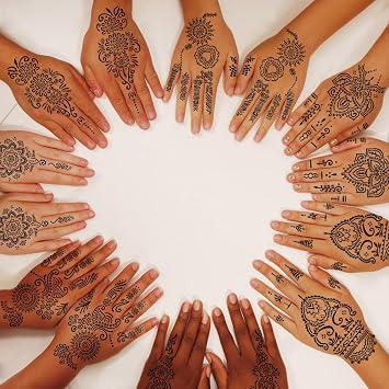 18 Sheets Henna Tattoo Stencil Kit Hand Henna Temporary Tattoo Stencil for Women and Girls Arabian Realistic Tattoo Stickers