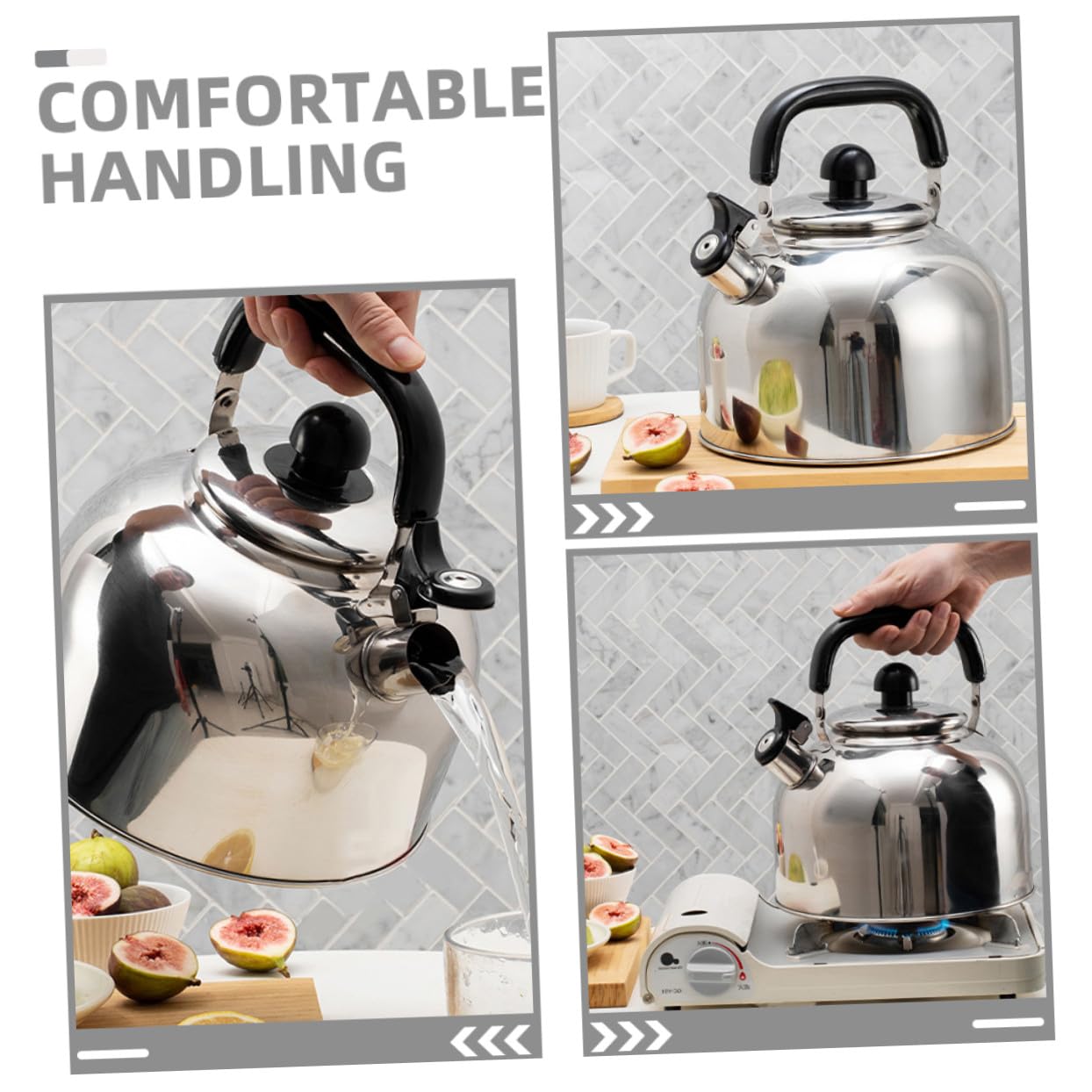 TOYANDONA Hervidor de Agua de Acero Inoxidable con Silbato Audible Mango Ergonómico Apto para Estufas de Gas Inducción y Eléctricas Fácil de Limpiar y