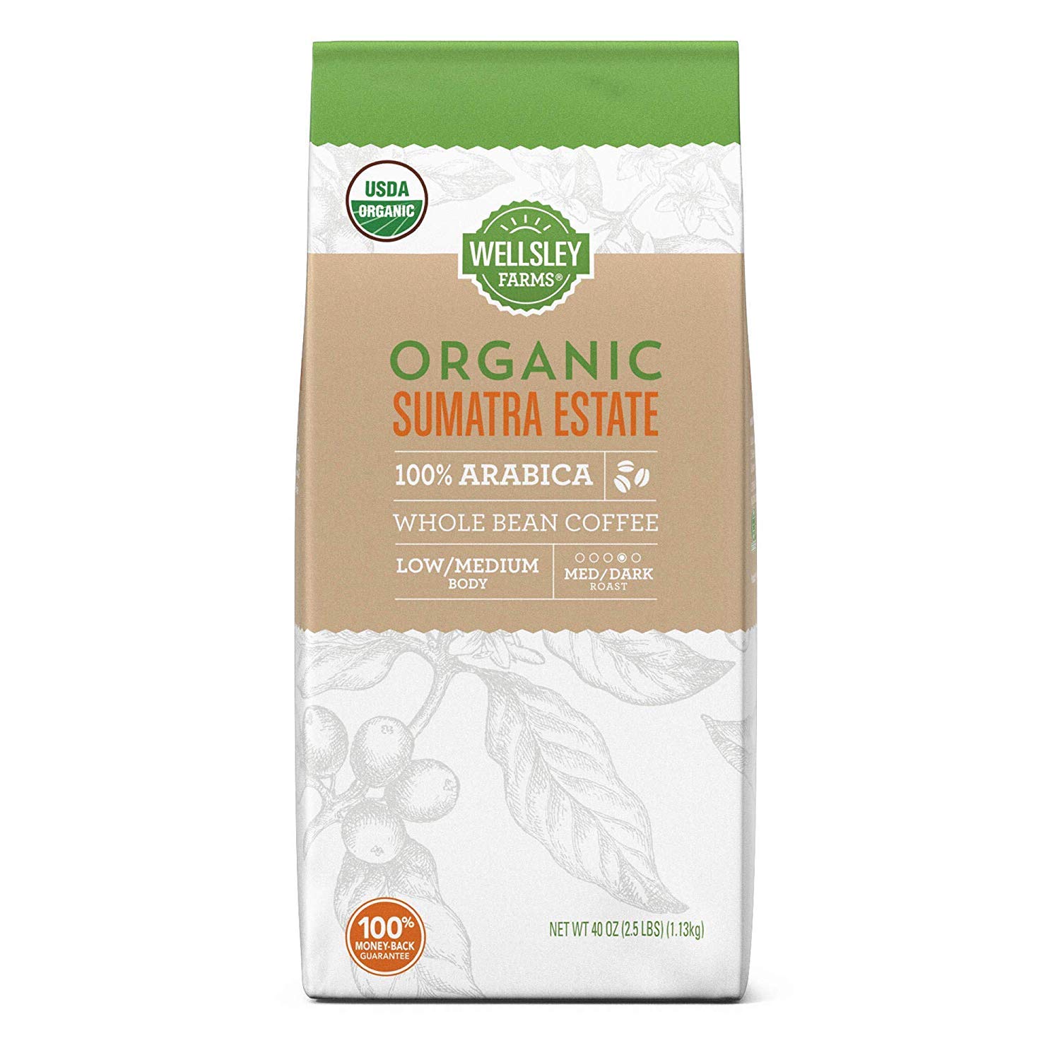 Wellsley Farms Organic Sumatra Estates Whole Bean Coffee