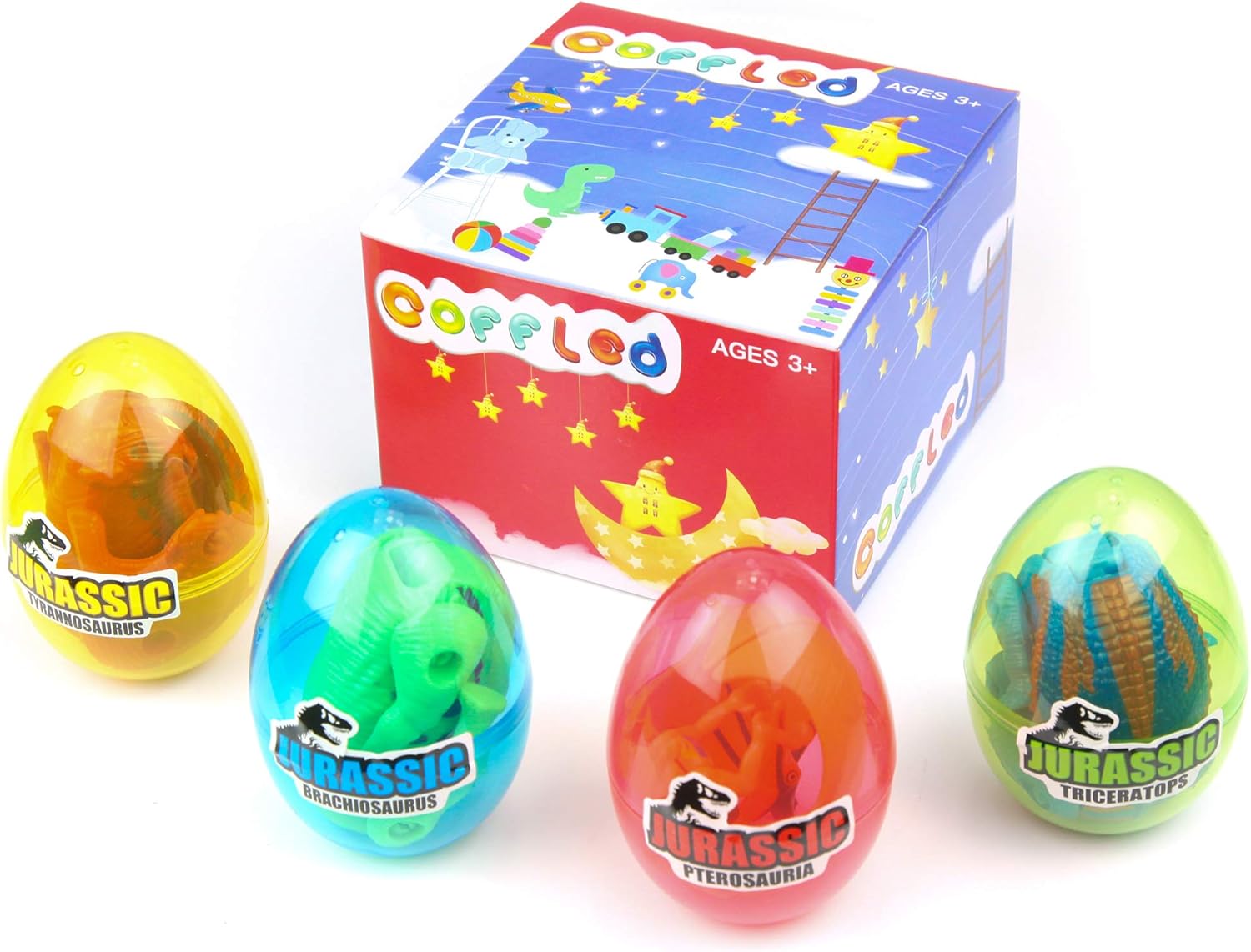 4 Pack Different Hatching Eggs Dinosaur Toys for 3+ Year Old Kids,Magic Egg that Hatch Dinosaurs Toy for Boy Girl Dino Fans,Deformation T-rex,Pterosaurs,Brachiosaurus,Triceratops(Random Color)