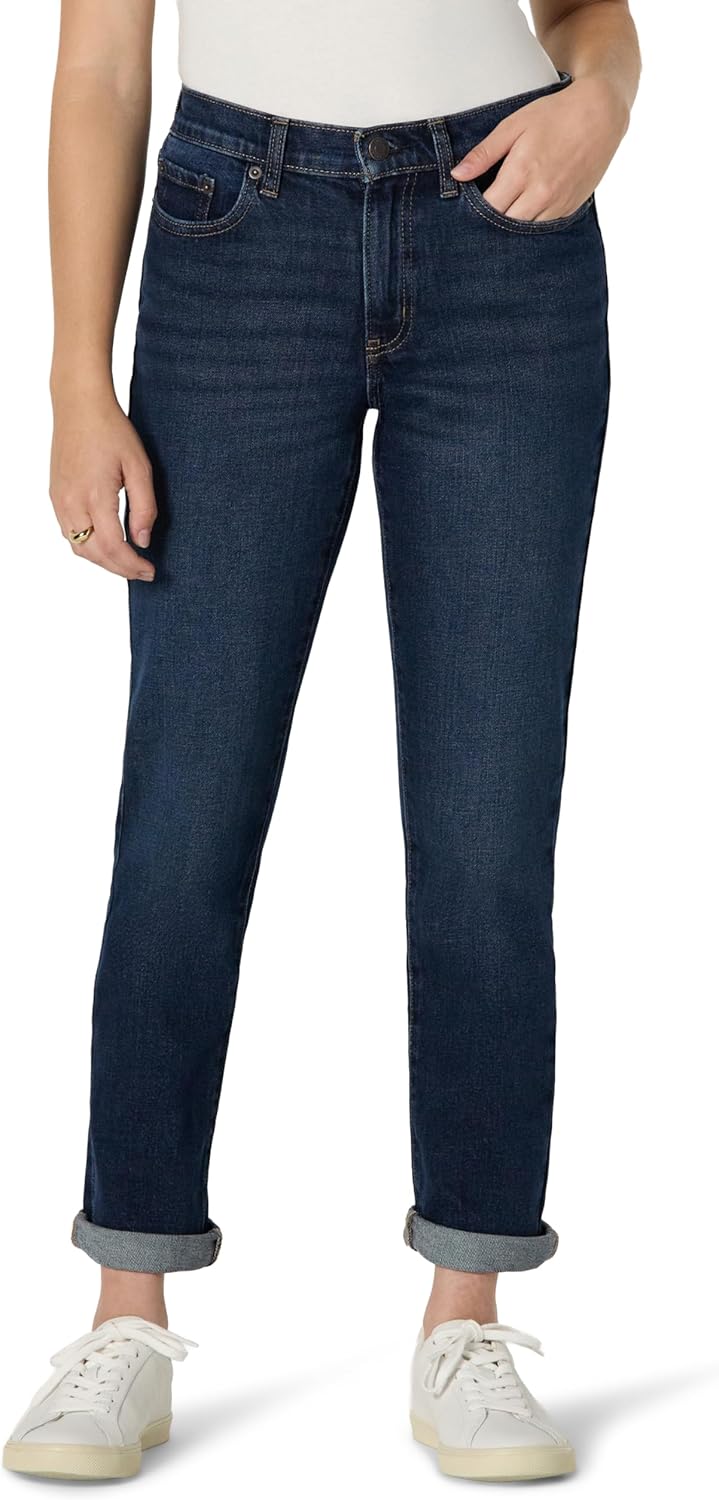 Amazon Essentials Womens Low Stretch Mid-Rise Classic-Roll Boyfriend Crop Jeans