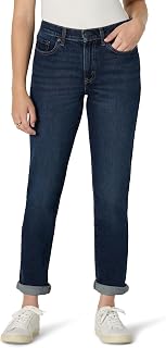 Amazon Essentials Damen Boyfriend-Crop-Jeans mit Geringem Stretchanteil zum Umschlagen und Mittelhohem Bund, 66,0cm Beininnenlänge