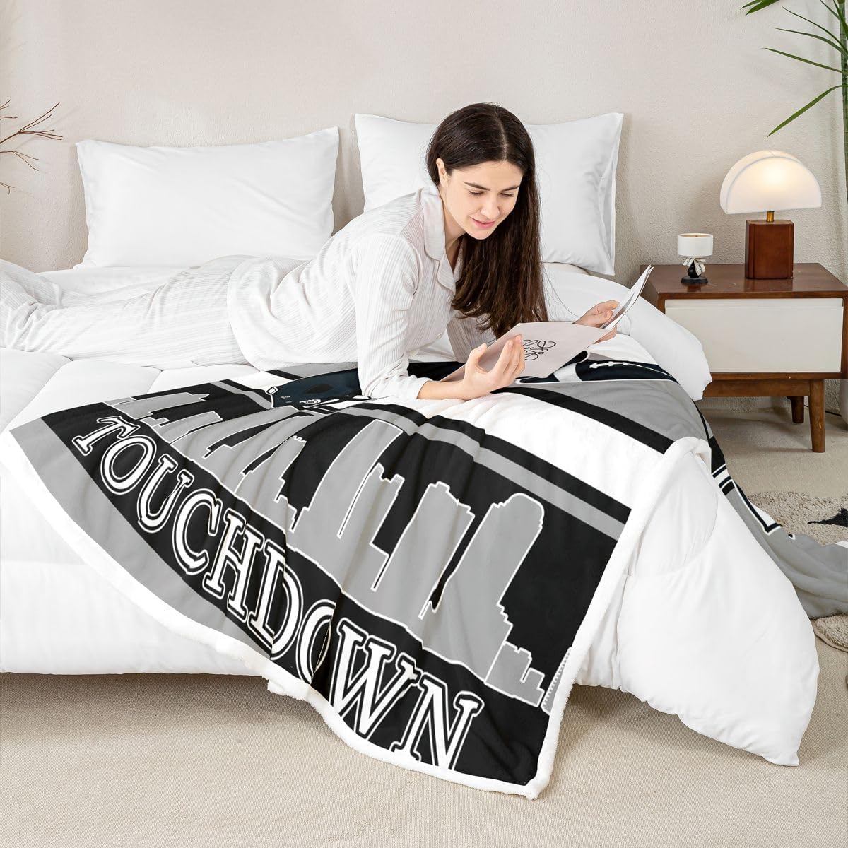 Castle Fairy Football Fans Throw Blanket for Kids,Grey Rugby Competition Fleece Throw Blanket for Bedroom Sofa Dorm Decor,Football Lightweight Bed Blanket,40 x 50 Inches image 4