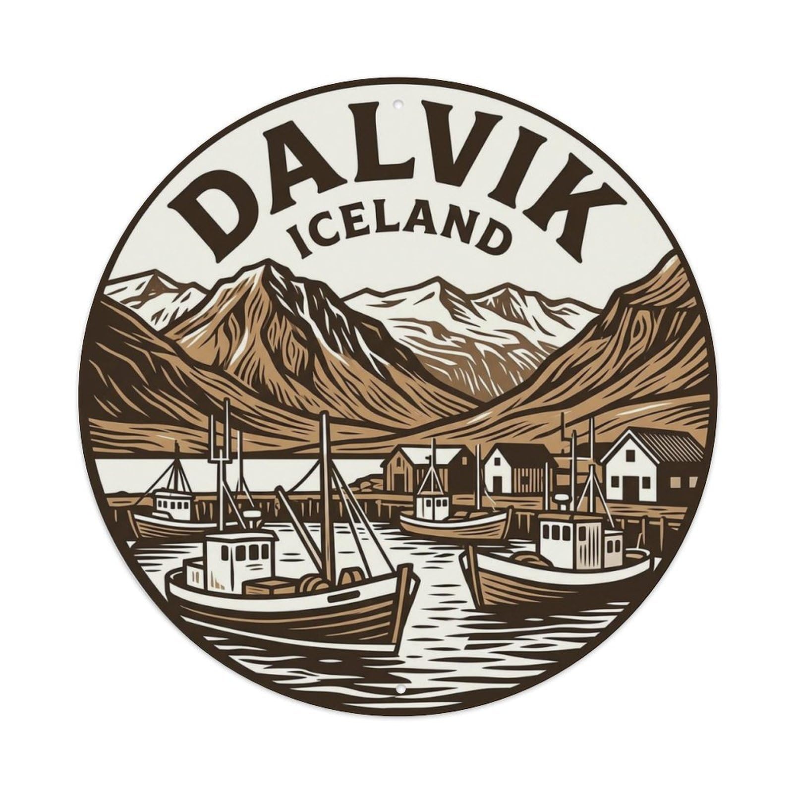 Fqnyr Style Metal Tin Sign Vintage Travel Dalvik Iceland Fishing