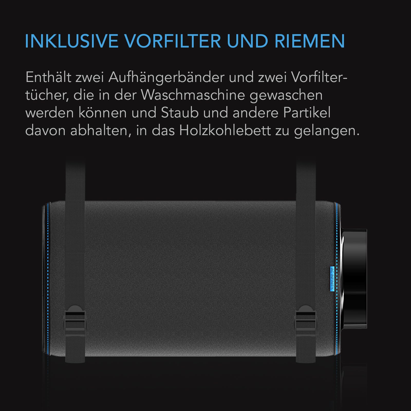 AC Infinity Aktivkohlefilter XL 150mm mit mit hochwertiger australischer Virgin-Kohle, für Inline-Rohrventilatoren, Geruchskontrolle, Hydrokulturen, Grow Räume