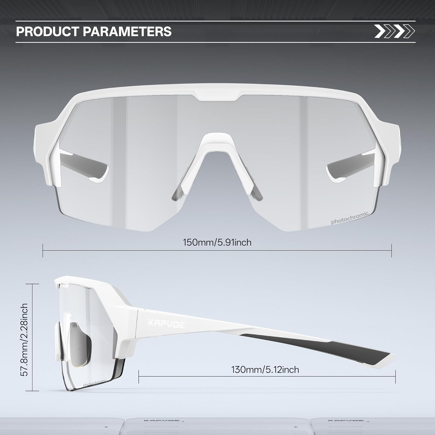 KAPVOE Photochromic Cycling Glasses for Men Women with UV400 Protection Sports Sunglasses for Biking Running MTB K360