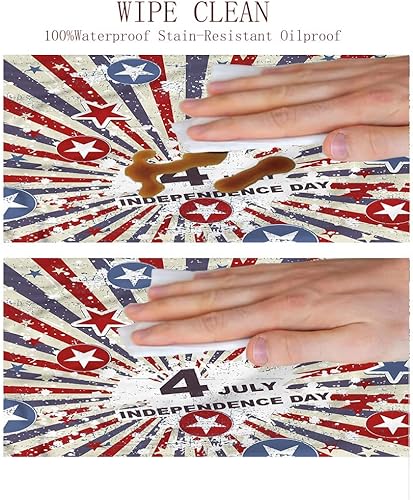 Miniatura 6 de Mantel de cierre de borde redondo, mantel elástico para el 4 de julio, pintura de estrellas y rayas, para mesas redondas de 39 pulgadas de diámetro,