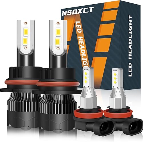 Compatible con bombillas LED para faros delanteros Nissan Pathfinder (2005-2012), haz altobajo 9007 y H11, 4 bombillas LED antiniebla de 16000