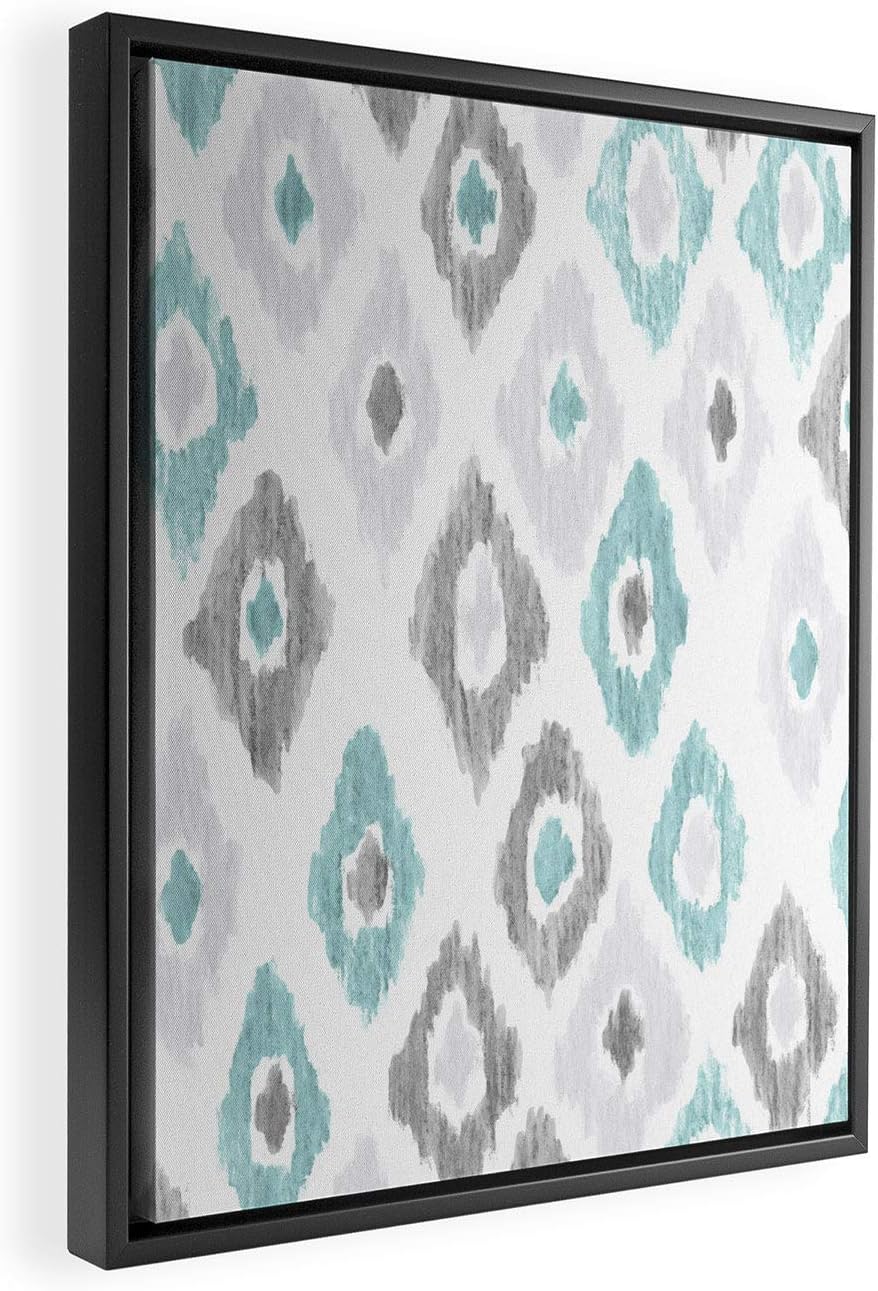 Deny Designs Social Proper Quiet Ikat Black Framed Art Canvas, 8" x 10", White