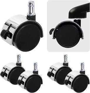 Tanstic 4Pcs 2" Swivel Stem Caster Wheels with Brake, 5/16" Stem Diameter Casters, Twin Wheel Replacement Casters for Furniture Office Chair