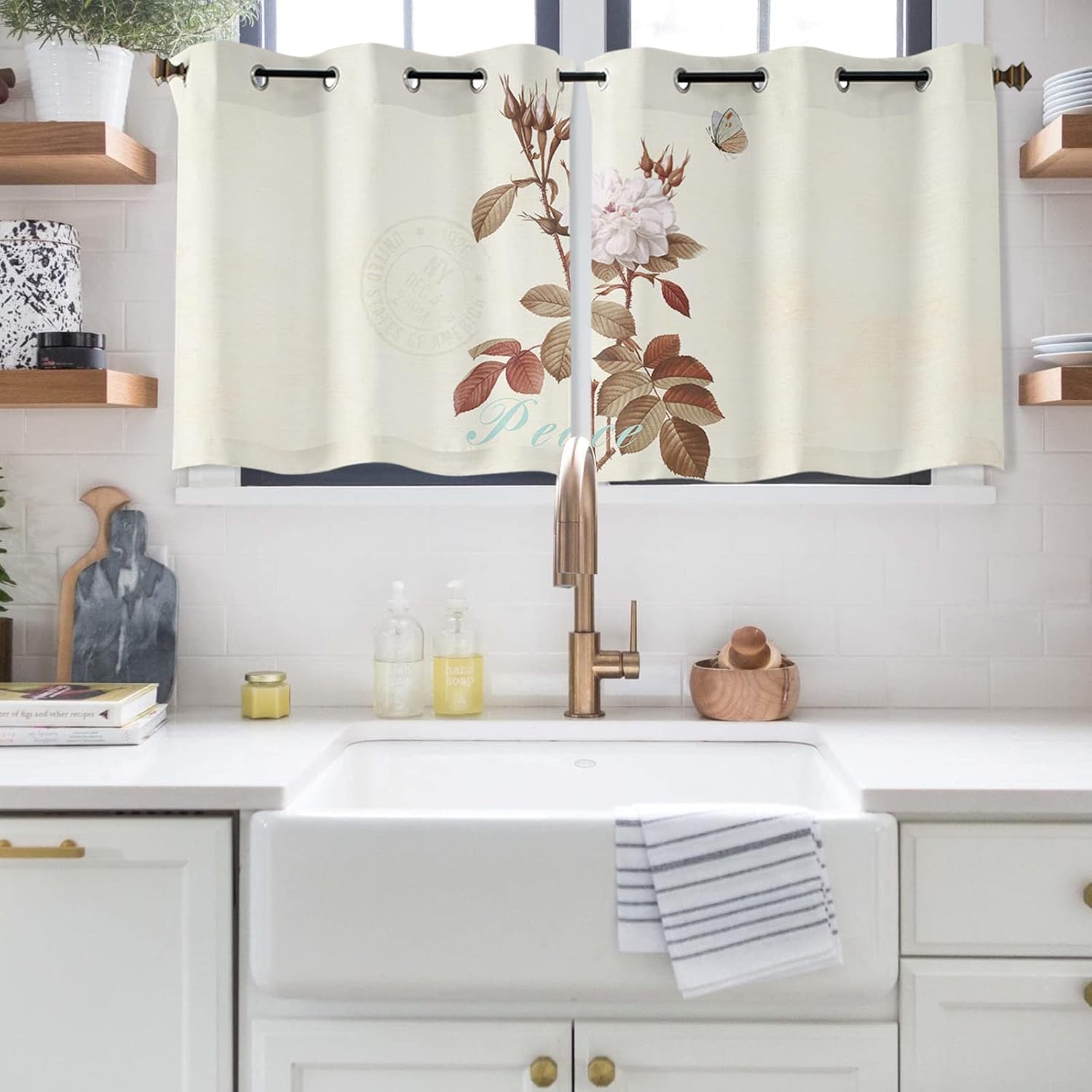 Curtains/Drapes for Bedroom Window, Vintage Flowers