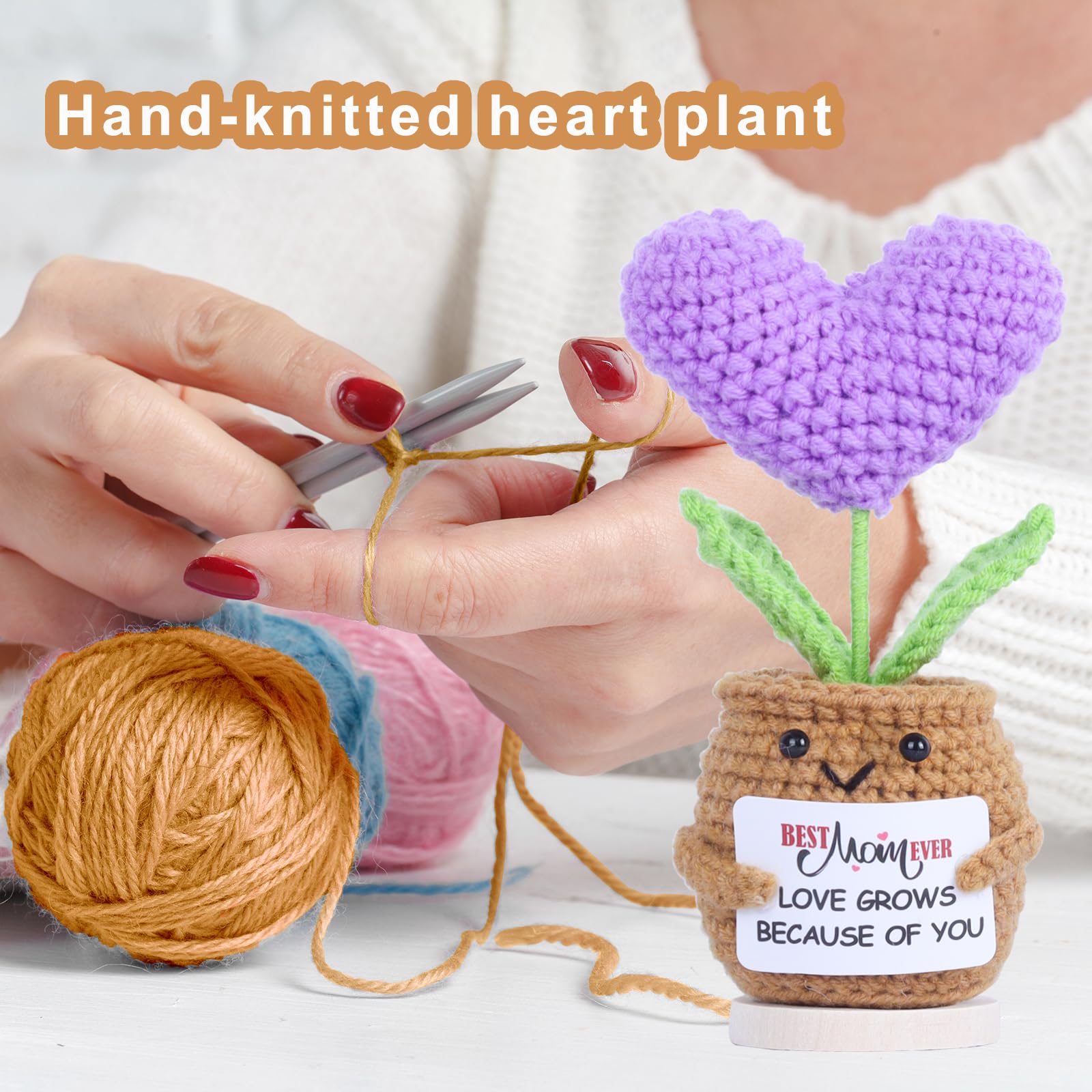 JOULUY Gifts for Mom Mothers Day Birthday Funny Gift Handmade Crochet Unique Presents for Mama Stuffers Daughter Son Positive Cute Love Mom