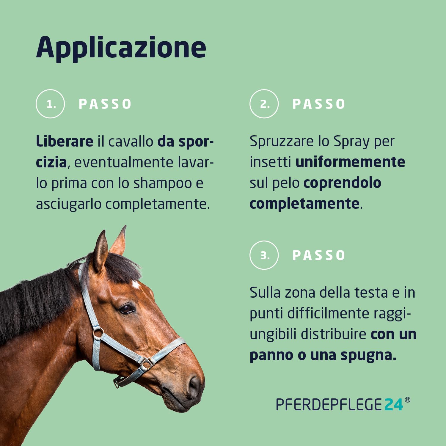 PFERDEPFLEGE24 Repellente Insetti Cavallo Spray 1l - Protezione immediata, con Aloe Vera trattante - Effetto di Lunga Durata Contro tafani, zanzare, Mosche e zecche - antimosche Cavalli