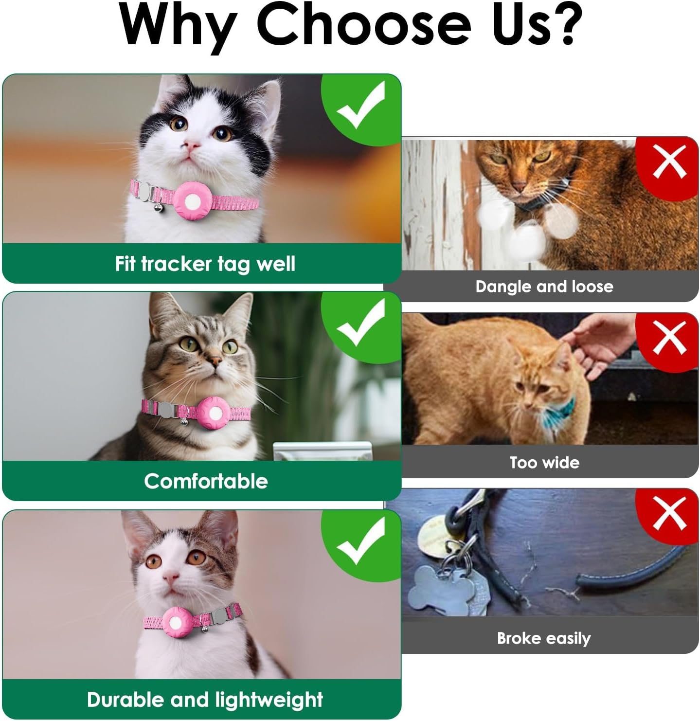 Cat Tracker, Waterproof Pet Tracker for Cats, Compatible with Apple Find My App (Only iOS), No Monthly Fee GPS Tracker, Pink