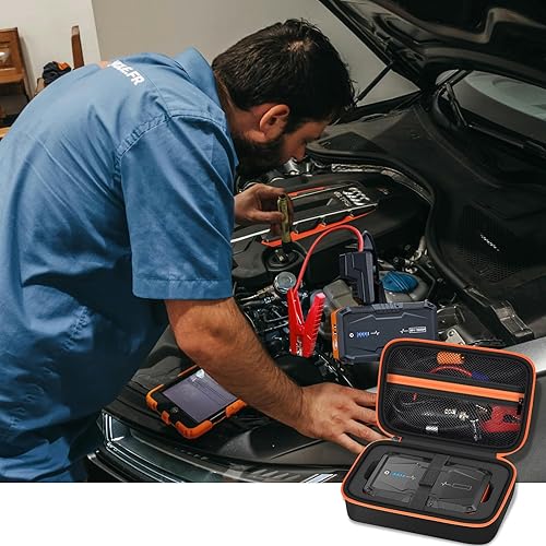 Miniatura 8 de Funda compatible con AstroAI S8 batería de arranque de automóvil, soporte para cargador portátil con cables de puente, almacenamiento para