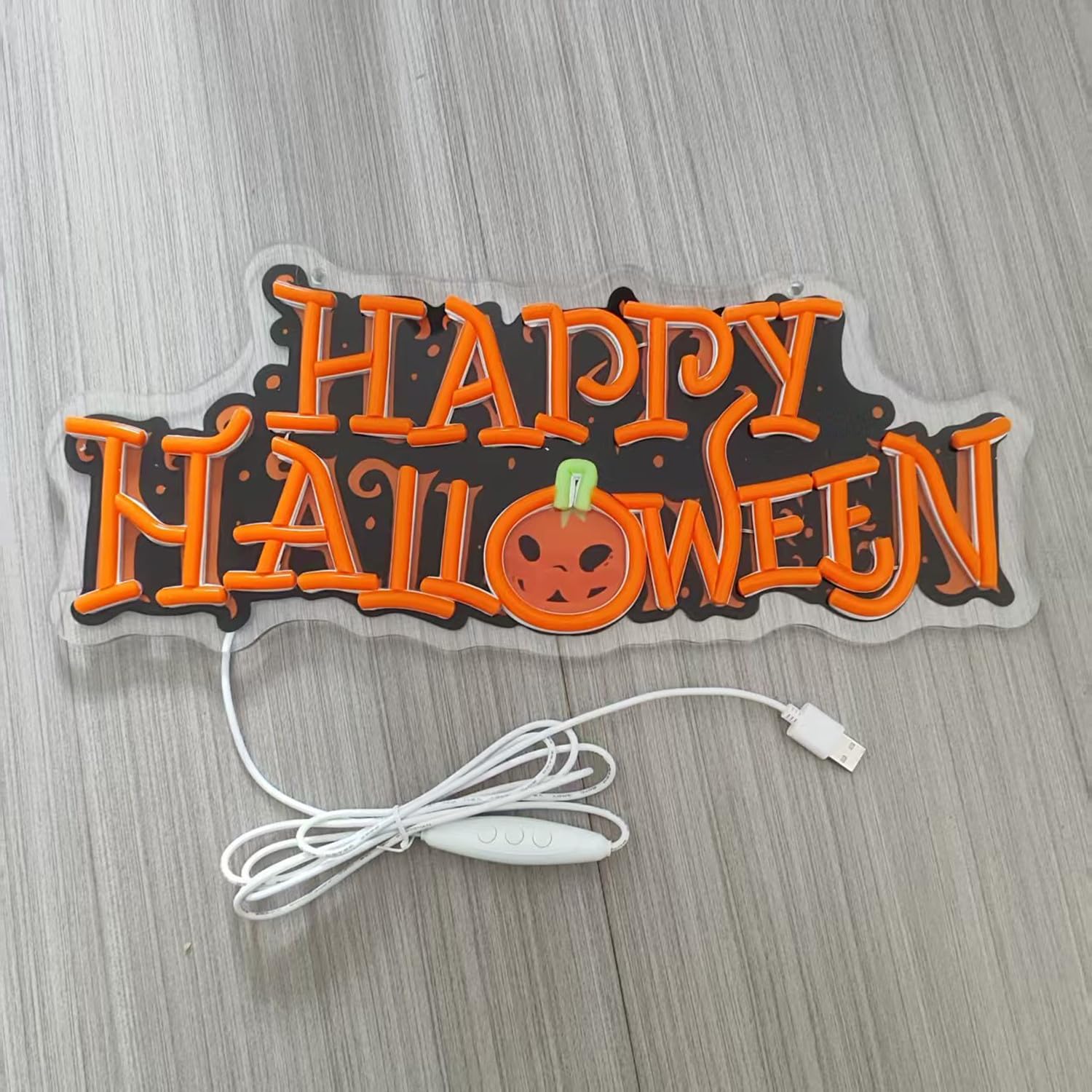 Großes Halloween Neonschild mit dimmbarem Schalter, USB Betriebenes Acryl Neon Schild LED Wanddekoration für Halloween Partys Deko, 17 x 10 Zoll