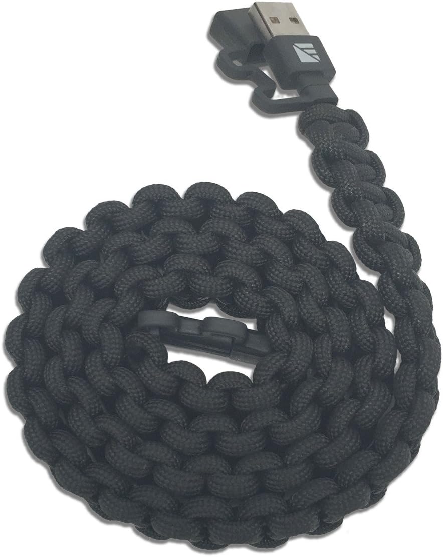Ultra-Durable Lightning Paracord Charging Cable with Waterproof Caps